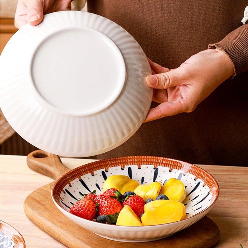 OLWICK Ceramic Dinner Plates 8 inches Round Kitchen Dinner Dishes for Dessert Appetizer Pasta Salad Sandwich Microwave Oven Dishwasher Safe Set of 2 - Image 4
