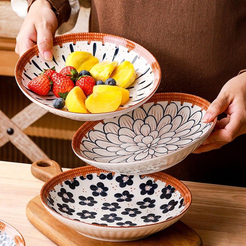 OLWICK Ceramic Dinner Plates 8 inches Round Kitchen Dinner Dishes for Dessert Appetizer Pasta Salad Sandwich Microwave Oven Dishwasher Safe Set of 2 - Image 2