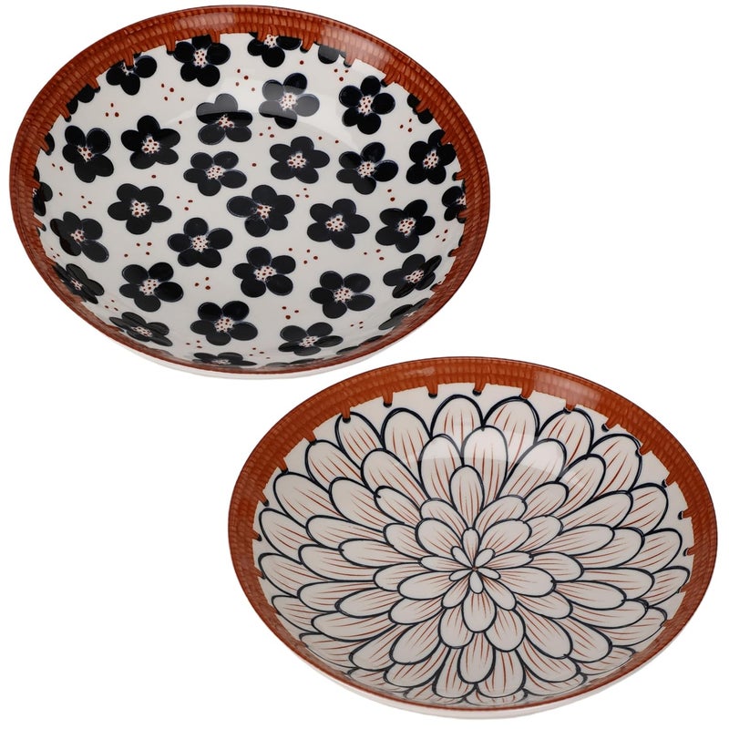 OLWICK Ceramic Dinner Plates 8 inches Round Kitchen Dinner Dishes for Dessert Appetizer Pasta Salad Sandwich Microwave Oven Dishwasher Safe Set of 2 - Image 1