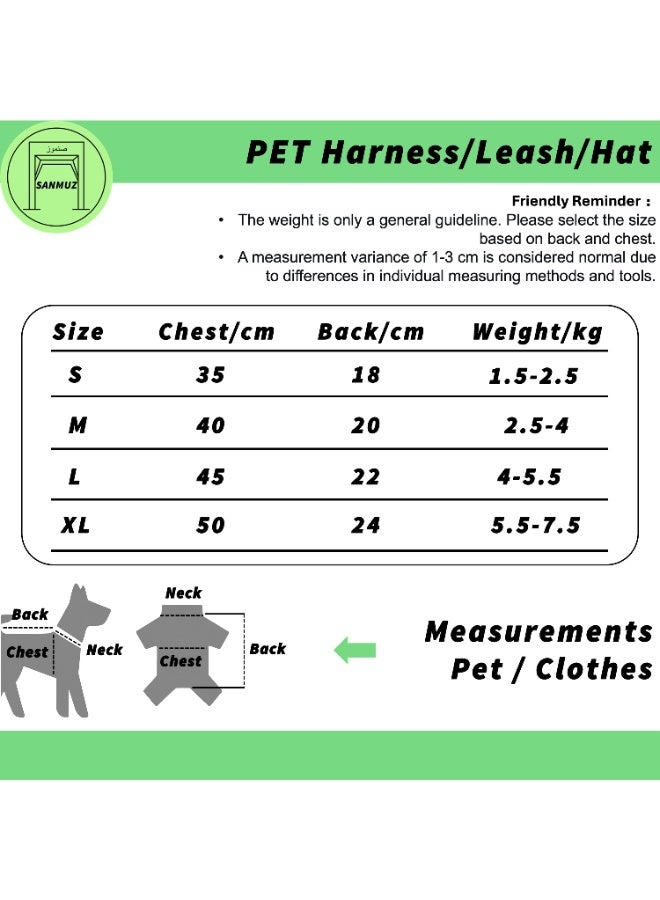 Pet Harness Set for Cats & Dogs Blue Plaid Bunny Style with Leash, Chest Strap & Hat Outdoor & Home Outfit Size XL - Image 4