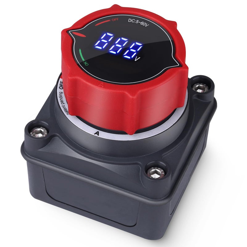 Upgrade Battery Disconnect Switch with Voltmeter, DC 5-60V Master Isolator Cut/Shut Off Switch for Marine Boat Car Truck Camper RV Trailer Vehicles Engine Application (On/Off) - Image 1