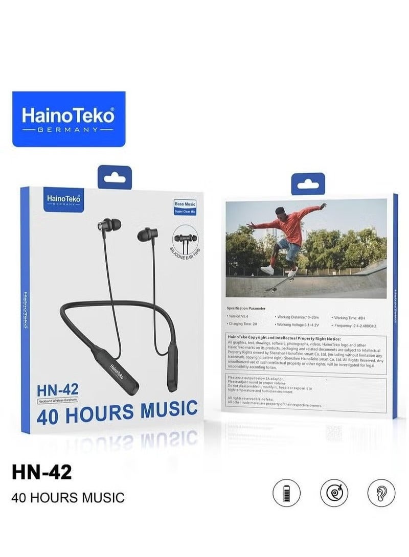 Haino Teko Wireless Earphones, Neckband Design, Clear Mic, High Bass Sound, Multi-Function Button Control, Sweat-Proof, Long Battery Life, Comfortable Fit, Bluetooth 5.0 Earbuds for Sports and Calls - Image 2