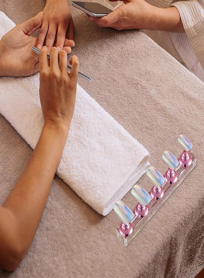 Blulu 2 Sets Nail Stand for Press on Acrylic Nails Display Practice Magnetic Fake Nail Holder for Painting Nails for False Fingernail Manicure Tool Home DIY Salon Supplies(Pink and Silver) - Image 5