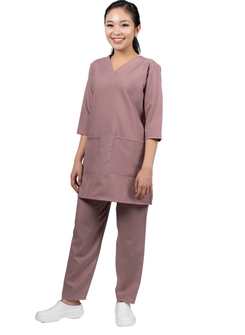 Professional Housemaid/Khadama/Nanny Uniform Set 3/4 Sleeve, with Matching Trousers POLYESTER