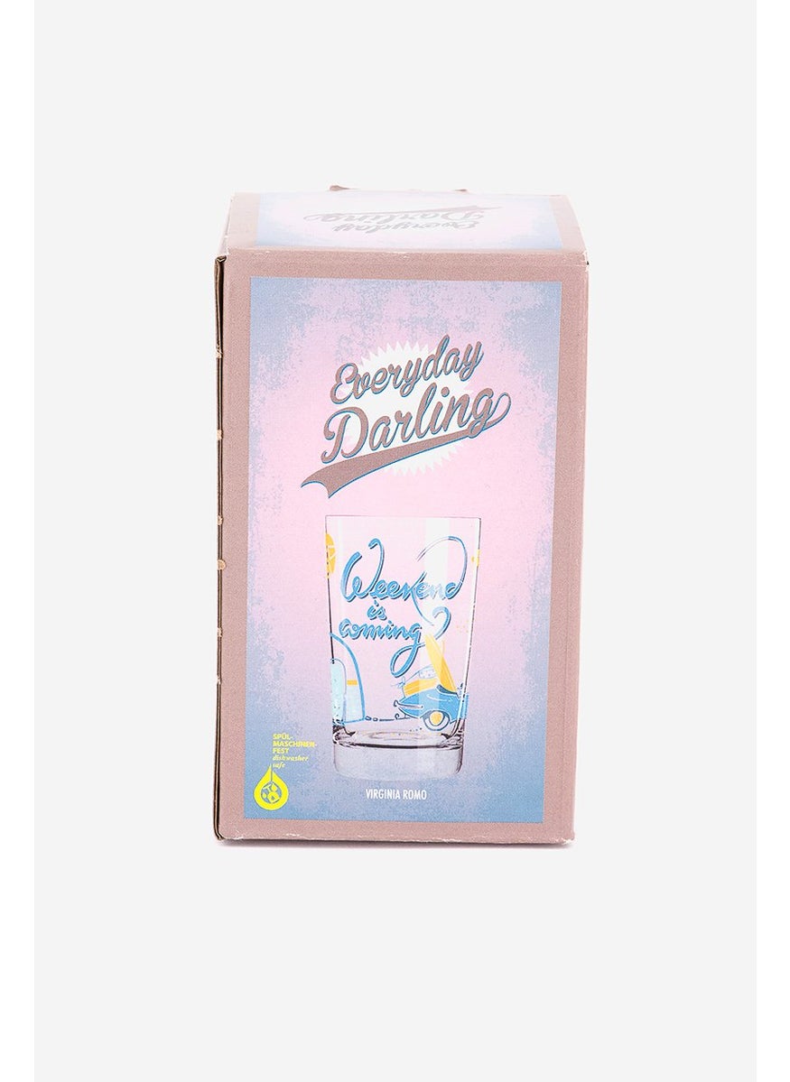 RITZENHOFF Weekends Is Coming Printed Glasses 300 ml, Clear White Combo  - Image 3
