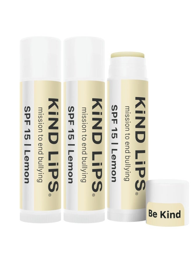 Kind Lips بلسم شفاه كيند SPF 15 أكسيد الزنك 3 عبوات - حماية شمسية معدنية نظيفة للشفاه الجافة - آمن للشعاب المرجانية، 100% طبيعي، خالي من الجلوتين، خالي من الحبوب - صنع في الولايات المتحدة - مجموعة بلسم شفاه مميزة - Image 1