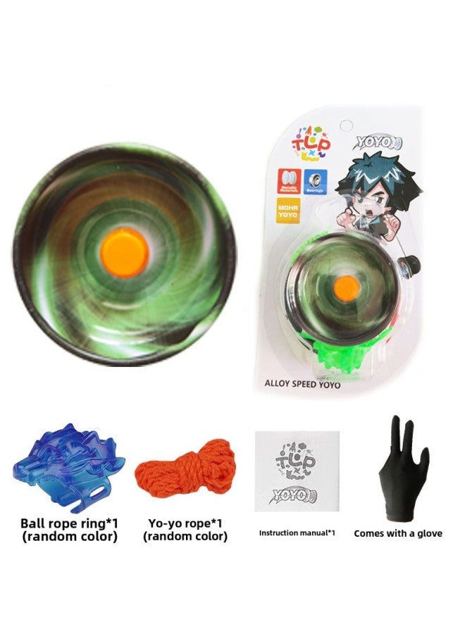 Special Alloy Yo-yo Yo Automatic Sleep Swing Dead Sleep Live Sleep YOYO Ball [send Gloves]]-Color:Green Alloy Cyclone Yo-yo (no Lights) + Gloves - Image 1