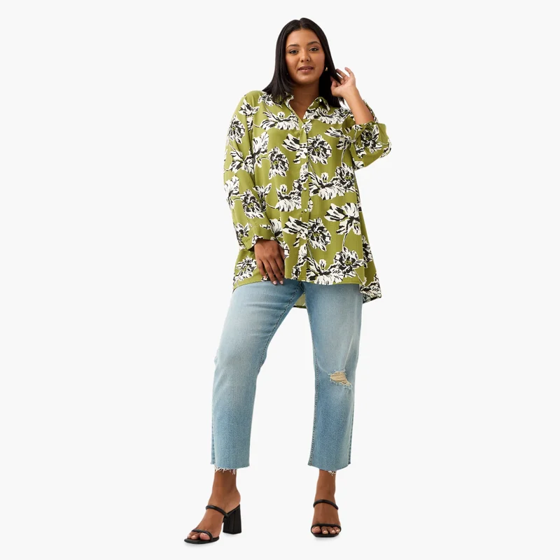  أولا بوبكن Plus Size Ulla Popken All-Over Floral Print Shirt