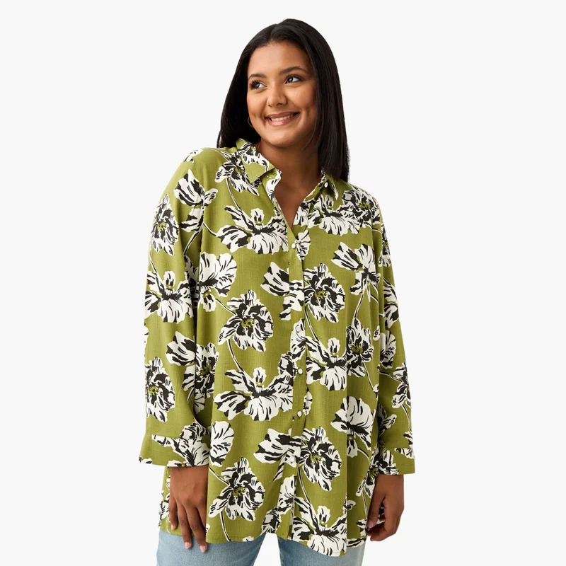  أولا بوبكن Plus Size Ulla Popken All-Over Floral Print Shirt
