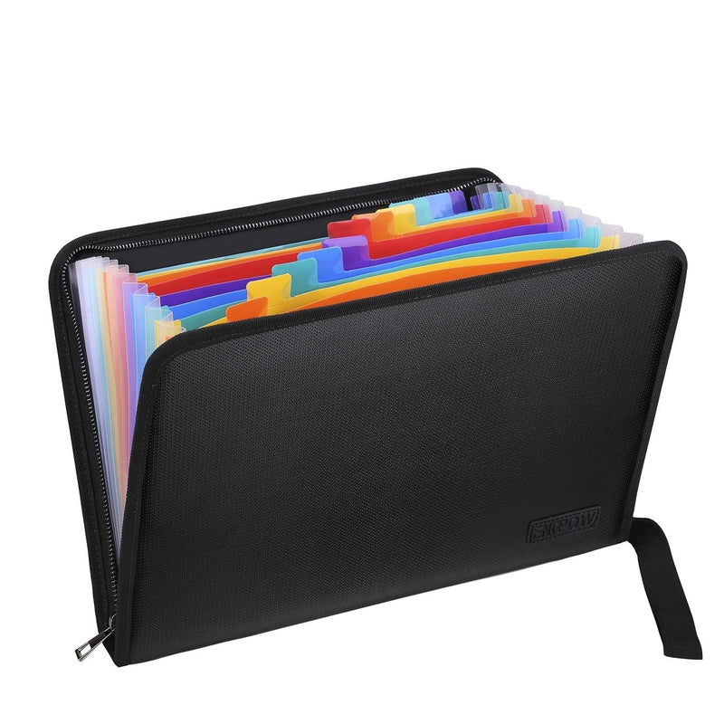 ENGPOW Fireproof Expanding File Folder with 13 Multicolored Pockets A4 Size Document Organizer with Color Labels Zipper Closure Non-Itchy Silicone Coated Portable Filing Pouch(14.3" x 9.8") - Image 1