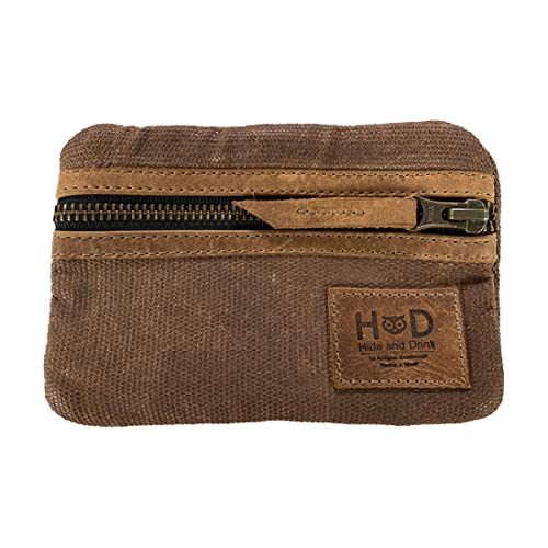 Hide & Drink, Multi-Tool Pocket Pouch, Compact Multipurpose EDC Zippered Bag, Mini Camping Tool Case, Waxed Canvas, Knife Holster, Handmade Slim Organizer (Honey Bourbon) - Image 1