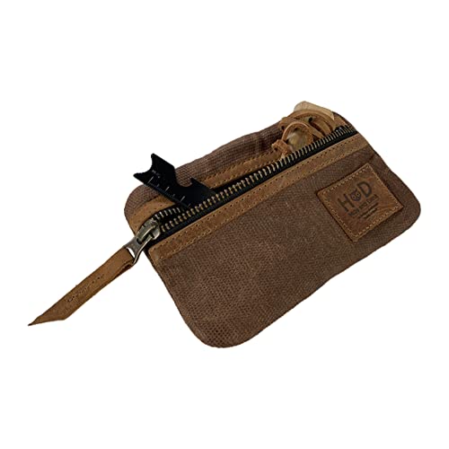 Hide & Drink, Multi-Tool Pocket Pouch, Compact Multipurpose EDC Zippered Bag, Mini Camping Tool Case, Waxed Canvas, Knife Holster, Handmade Slim Organizer (Honey Bourbon) - Image 4