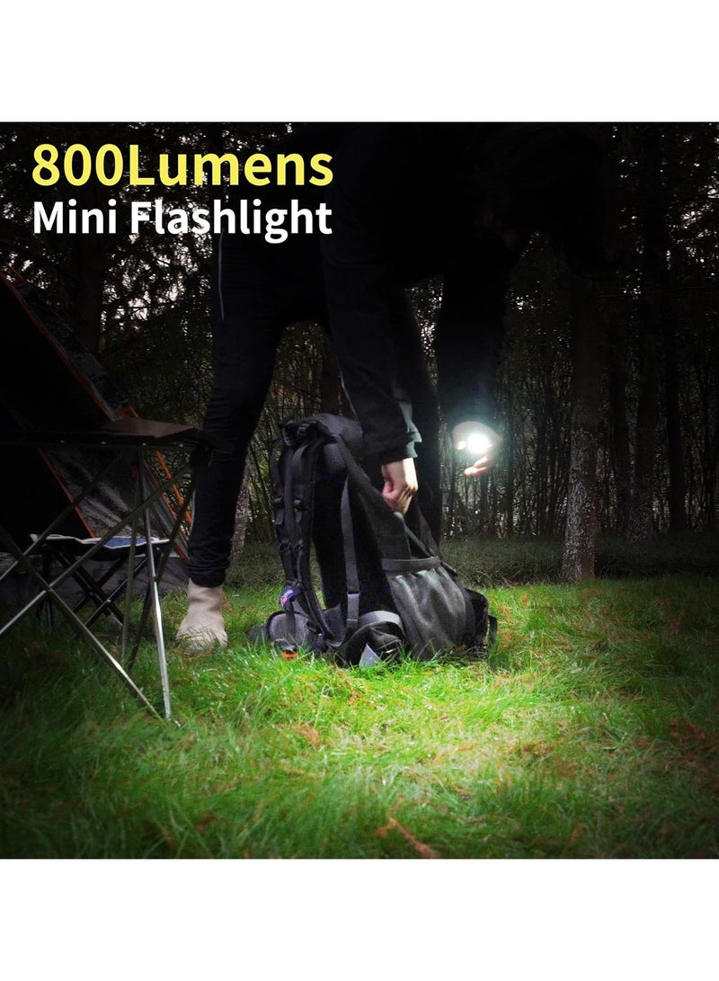 Cob small flashlights, 800lumens bright rechargeable keychain mini flashlight 3 light modes portable pocket light with folding bracket bottle opener and magnet base for fishing, walking and camping