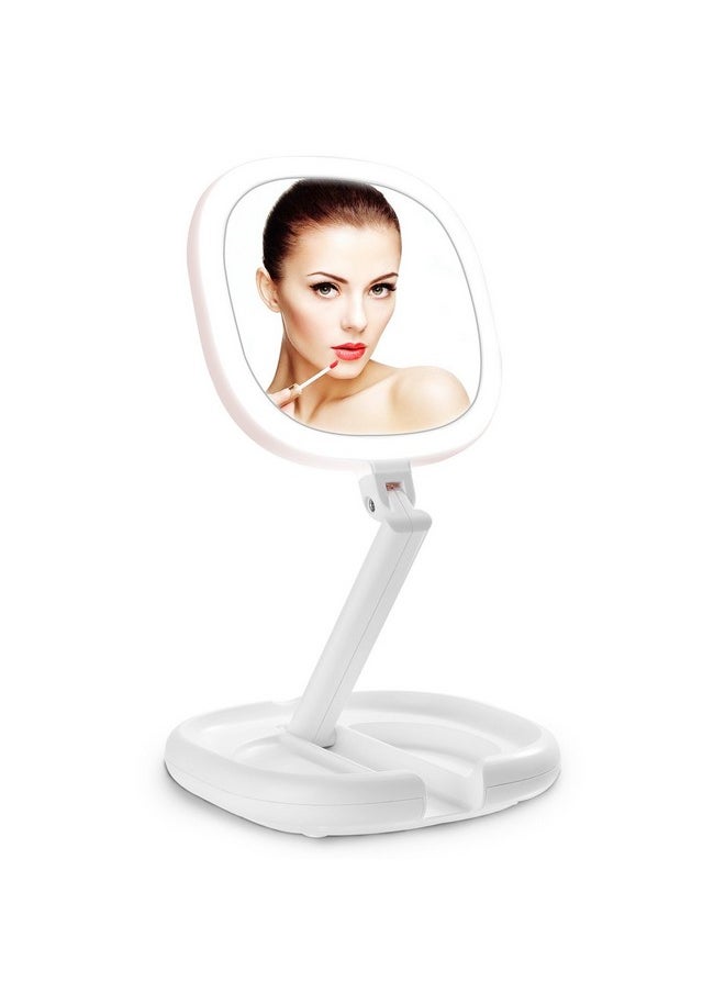Beautifive Lighted Makeup Mirror 1X8X Double Sided Magnifying Mirror Vanity Mirror With Lights Smart Design With Brightness&Angle&Height Adjustability Folding Compact Mirror Led Mirror For Travel  - Image 1