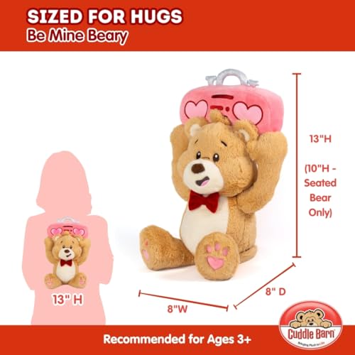 Cuddle Barn Valentines Toy Bear Be Mine Beary Animated Plush Teddy Dances to Song You Cant Hurry Love Boombox Lights Up Cute Romantic Valentine Stuffed Animal Gift for Kids and Adults 13 inches - Image 5