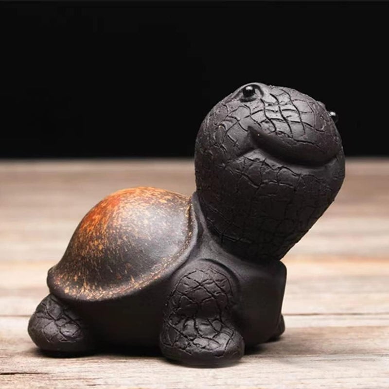 EAEDMY Low maintenance Purple Sand Tea Pet Angry Cat Bat Tortoise Puppy Figurine, Cute Kungfu Tea Pet Gift for Tea Lover Friend, Tea Table Desk Tearoom Home Decoration Ornament (1.Smiling Turtle) Global standard quality - Image 1