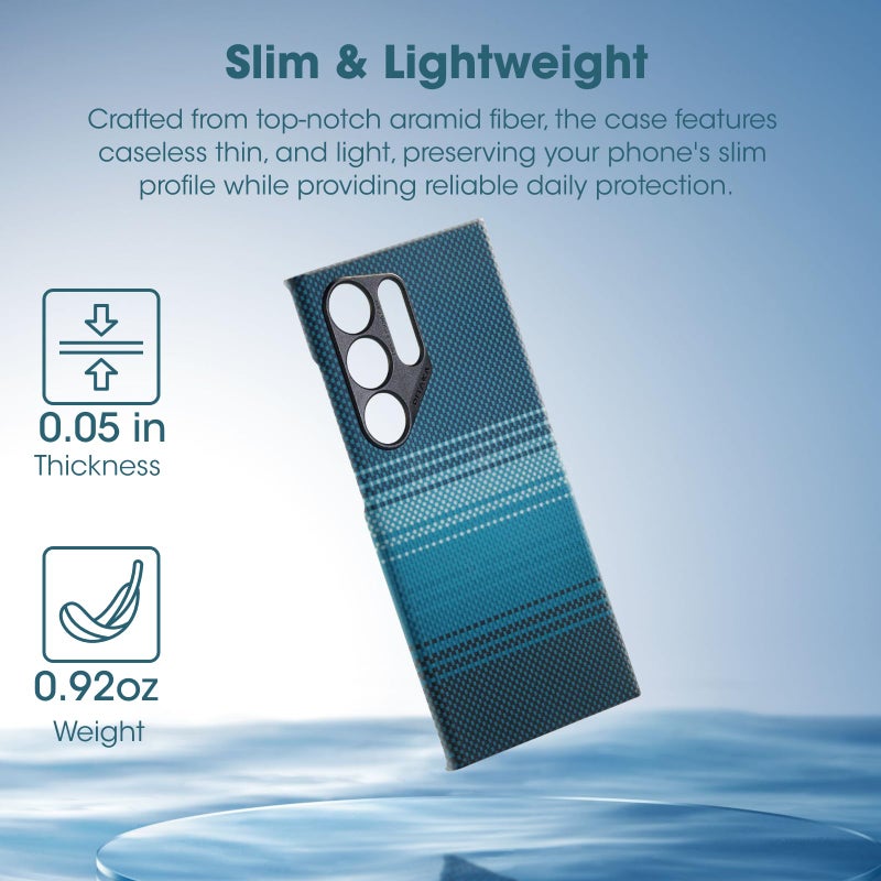 PITAKA غطاء بيتاكا لهاتف سامسونج جالاكسي S24 ألترا، 6.8 بوصة، متوافق مع ماج سيف، غطاء نحيف وخفيف لهاتف سامسونج جالاكسي S24 ألترا، مصنوع من ألياف الأراميد 1500D [غطاء ماجEZ 4 - شروق القمر] - Image 4