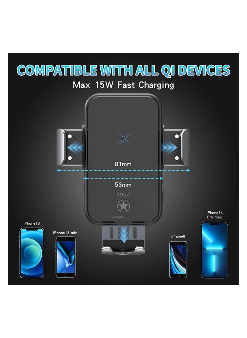 SYOSI Sahara Pro Smart Wireless Car Charger, Electromagnetic Sense, Qi 15W Professional Quick Charge, Universal Car Phone HolderMount, All Auto Models Compatible, for iPhoneSamsungGoogleXiaomi. - Image 3