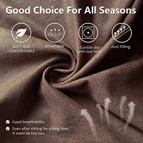 molasofa Recliner Sofa Covers - Leather Like Recliner Sofa 3 Seater Recliner Couch Covers for 3 Cushion Couch 8 Pieces Washable Stretch Reclining Sofa Slipcovers (Brown) - Image 3
