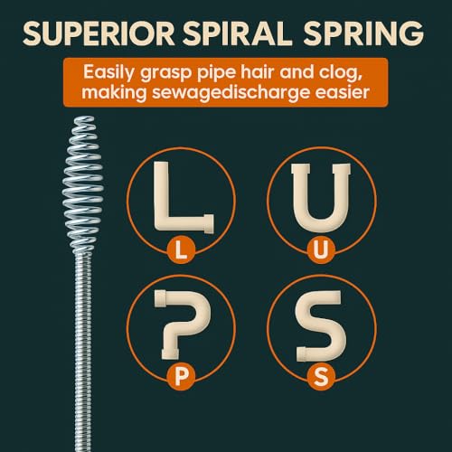 musbus 50 FT Drain Snake Hair Drain Clog Remover, Manual Or Powered, Plumbing Snake With Drill Adapte,Unclog Sink Drain Tool, Drain Auger for Toilet、Shower、Kitchen、Sink, No Auto Retract Or Feed, Orange - Image 5