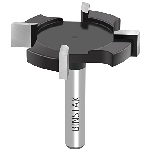 BINSTAK CNC Spoilboard Surfacing Router Bit 1/4 Inch Shank, Extra Large 1-1/2 Inch Cutting Diameter, Slab Flattening Router Bit Planing Bit Wood Planing Bit Dado Planer Bit(Carbide-4 Wings) - Image 1