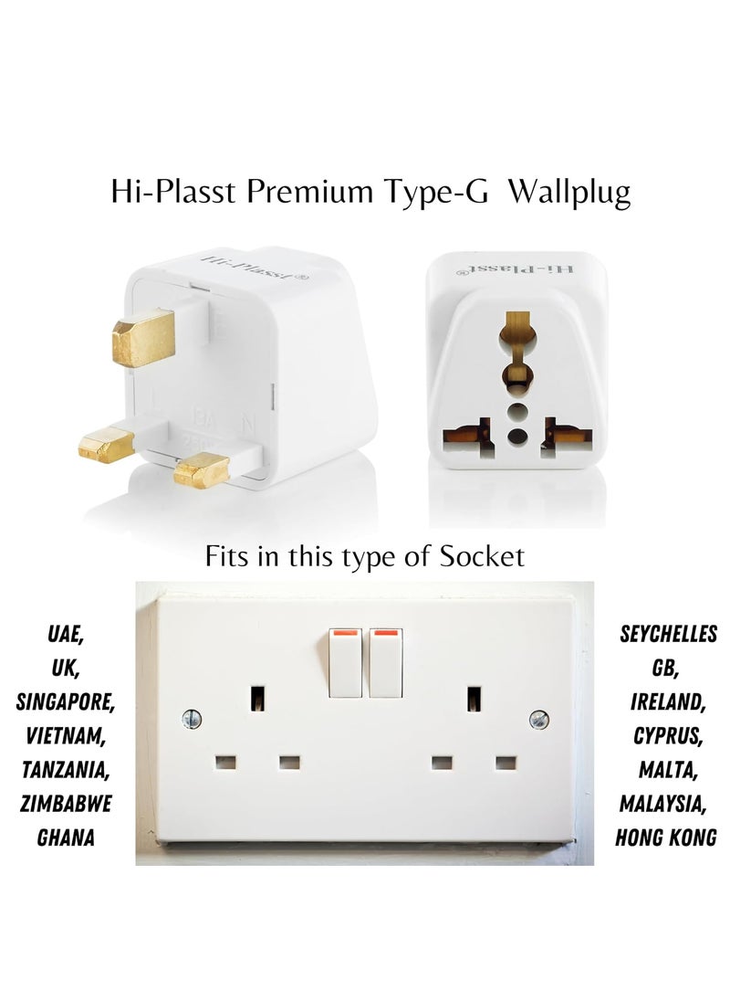 HI PLASST PINS N PLUGS HiPlasst Pack of 1 UK plug Adapter Type G Converter Universal Socket 3 pin Travel Plug for London Dubai Singapore Malaysia Hong Kong Indian Adaptor for UK pins  - Image 4