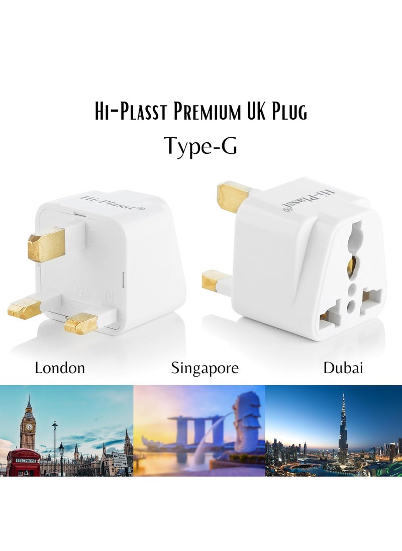 HI PLASST PINS N PLUGS HiPlasst Pack of 1 UK plug Adapter Type G Converter Universal Socket 3 pin Travel Plug for London Dubai Singapore Malaysia Hong Kong Indian Adaptor for UK pins  - Image 2