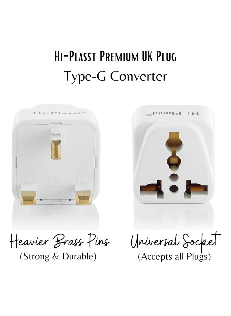 HI PLASST PINS N PLUGS HiPlasst Pack of 1 UK plug Adapter Type G Converter Universal Socket 3 pin Travel Plug for London Dubai Singapore Malaysia Hong Kong Indian Adaptor for UK pins  - Image 3