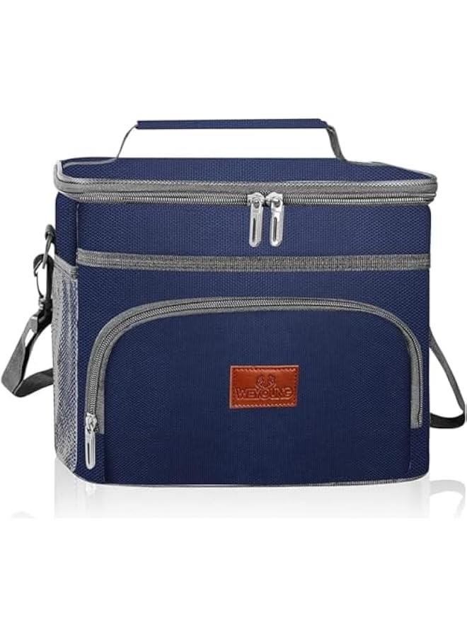Lunch Bag for Women Men Large Insulated Reusable Lunch Box with Shoulder Strap for Work Picnic Travel Lunch Container Dark Blue15L  - Image 1
