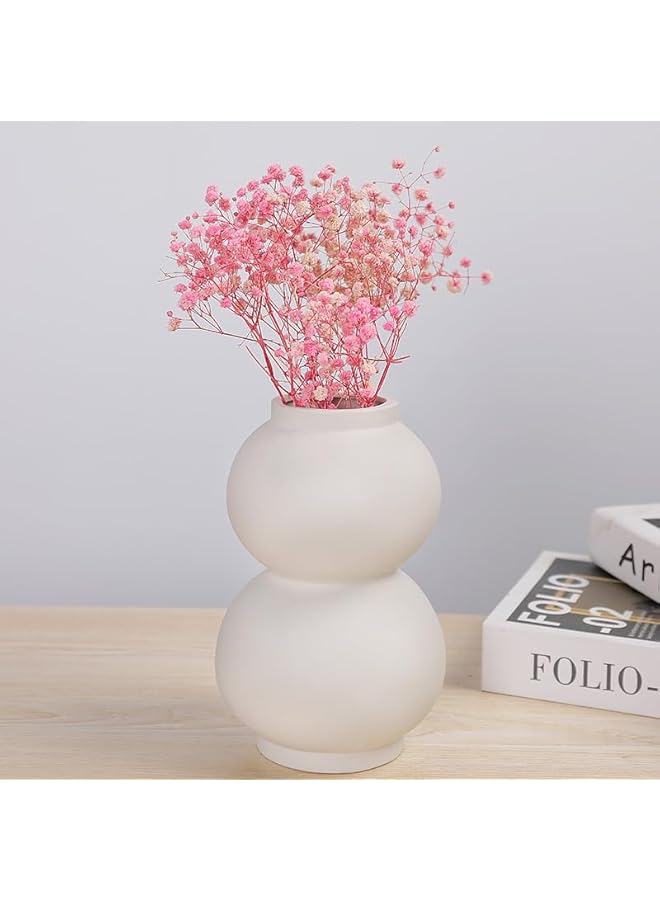 The Bros مزهرية سيراميك نوردية بيج للزهور للديكور، منزل حديث، مزهريات للديكور، مزهرية عشب البامبا، مزهريات الزهور المجففة، غرفة المعيشة، رف الطاولة، زينة مركزية (دائرية)