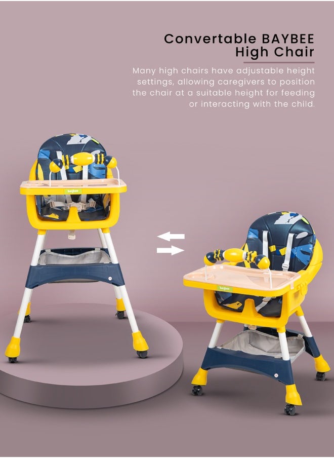 BAYBEE - Baybee 3 in 1 Auro Baby High Chair for Kids Feeding with 3 Height Adjustable & Basket, Booster Seat with Food Tray, Toy Bar & Safety Belt  Kids High Chair for Baby 6 Months to 4 Years Boy Girl (Blue) - Image 1