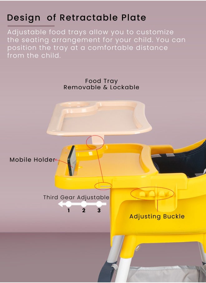 BAYBEE - Baybee 3 in 1 Auro Baby High Chair for Kids Feeding with 3 Height Adjustable & Basket, Booster Seat with Food Tray, Toy Bar & Safety Belt  Kids High Chair for Baby 6 Months to 4 Years Boy Girl (Blue) - Image 1