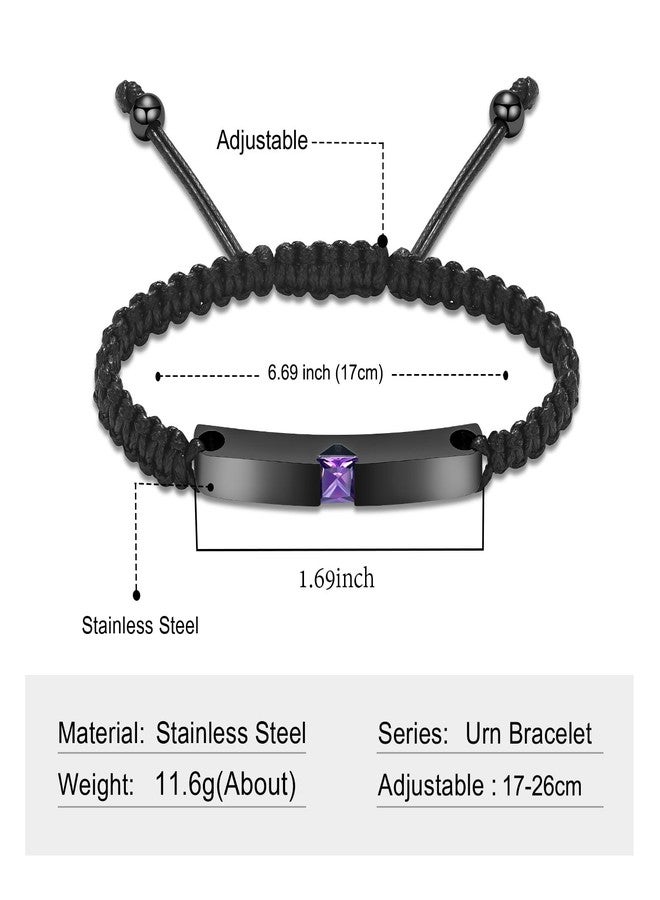 Imrsanl Bar Urn Bracelet for Ashes for Women Men Handmade Braided Rope Cremation Urn Bracelet Bangle for Ashes Keepsake Memorial Jewelry Gifts (Purple Stone) - Image 2