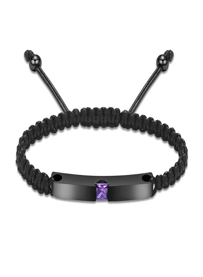 Imrsanl Bar Urn Bracelet for Ashes for Women Men Handmade Braided Rope Cremation Urn Bracelet Bangle for Ashes Keepsake Memorial Jewelry Gifts (Purple Stone) - Image 1