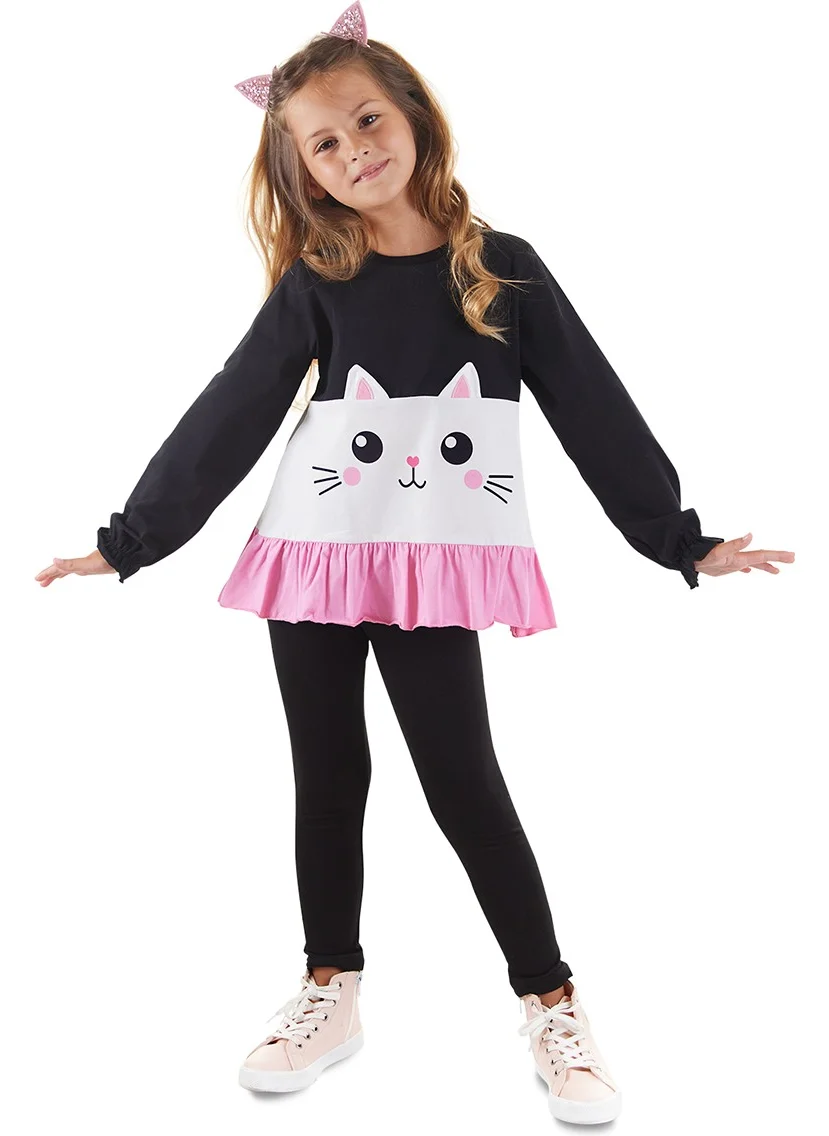Denokids Frilly White Cat Girl T-Shirt Tights Set