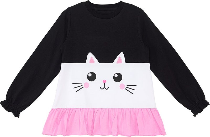 Denokids Frilly White Cat Girl T-Shirt Tights Set  - Image 5