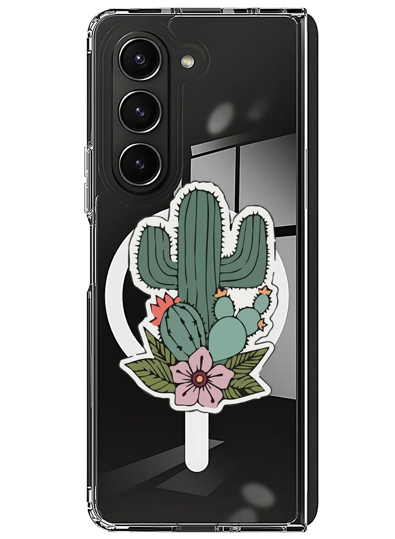Theodor Magnetic Case for Samsung Galaxy Z Fold 5 Compatible with MagSafe Wireless Charging, Shockproof Phone Bumper Cover Cactus - Image 1