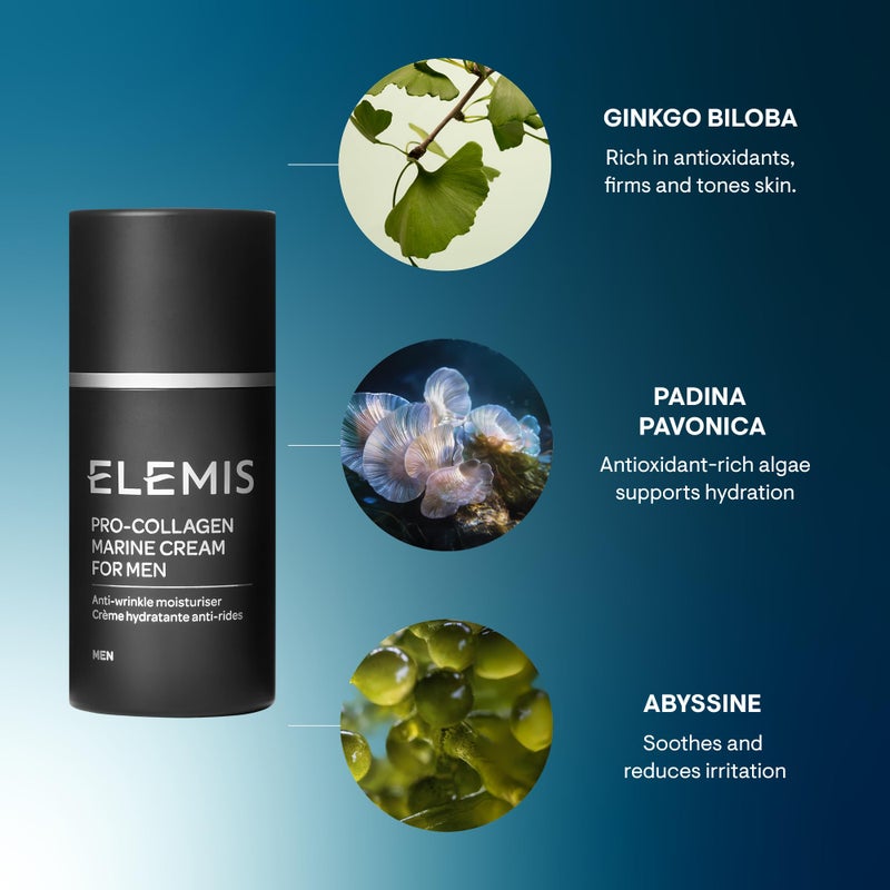 ELEMIS Men Pro-Collagen Marine Cream 30ml Lightweight Anti-Aging Moisturizer for Mens Skincare - Image 5