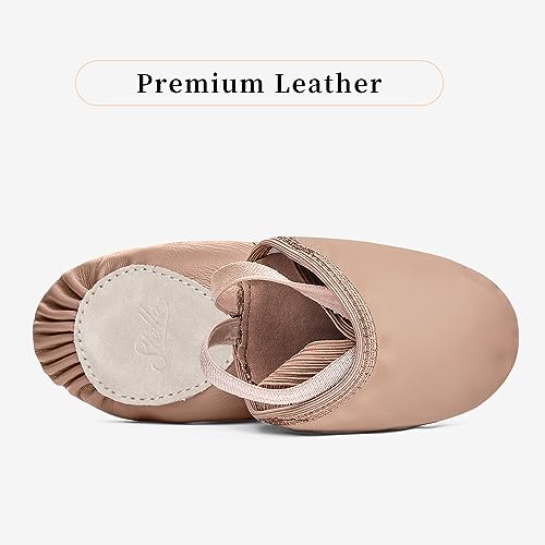 Stelle Leather Half Soles Dance Shoes Womens Lyrical Pirouette Turners Dance Shoes for Turning (Girls/Boys/Men/Adult) (Tan, 7.5/8.5) - Image 2