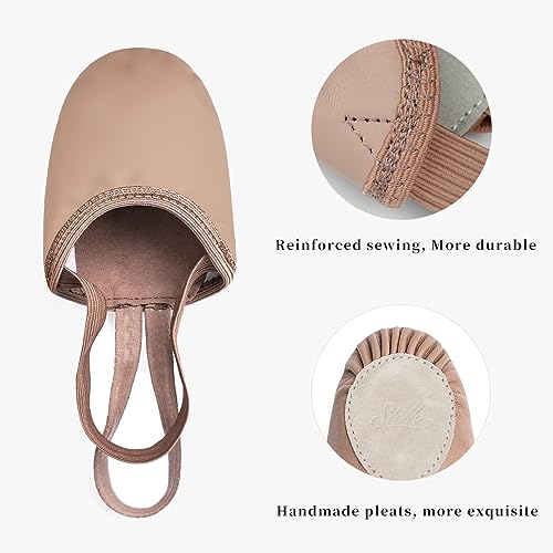 Stelle Leather Half Soles Dance Shoes Womens Lyrical Pirouette Turners Dance Shoes for Turning (Girls/Boys/Men/Adult) (Tan, 7.5/8.5) - Image 3