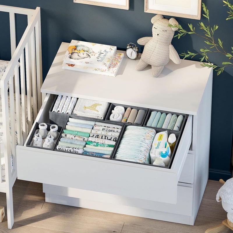 NEATERIZE Drawer Organizer Set of 12 Dark Grey - Nursery, Bedroom, Closet Organizer & Storage - Image 4
