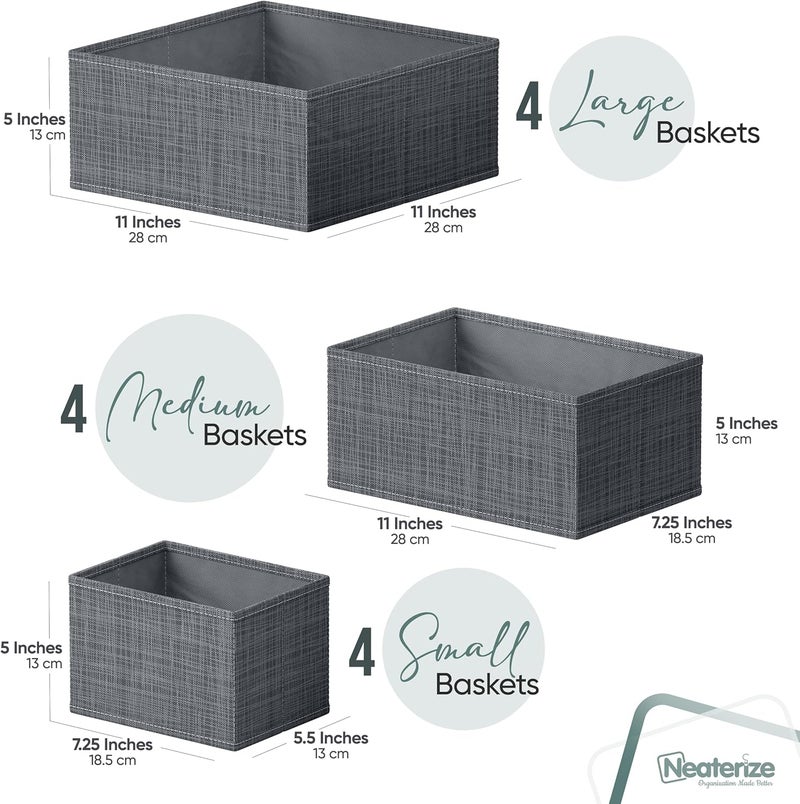 NEATERIZE Drawer Organizer Set of 12 Dark Grey - Nursery, Bedroom, Closet Organizer & Storage - Image 2