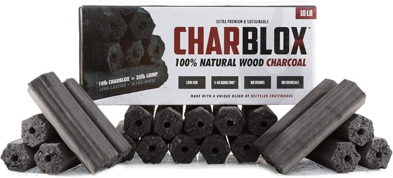 CHARBLOX 10LB Ultra Premium Grilling Charcoal Logs - 100% Natural, Lasts 5 Hours, Sustainable, for Grilling/BBQ/Smoker/Big Green Egg/Kamado/Ceramic Grill/Weber/Yakitori, Thai/Binchotan Alternative - Image 1