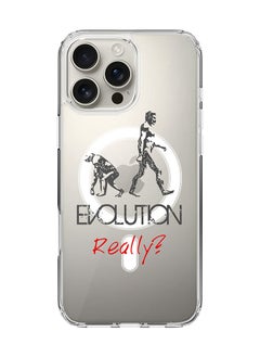 For iPhone 16 Pro Max Case [Compatible with MagSafe] Slim Magnetic cover Clear Phone Case - Evolution, Really (Grey)