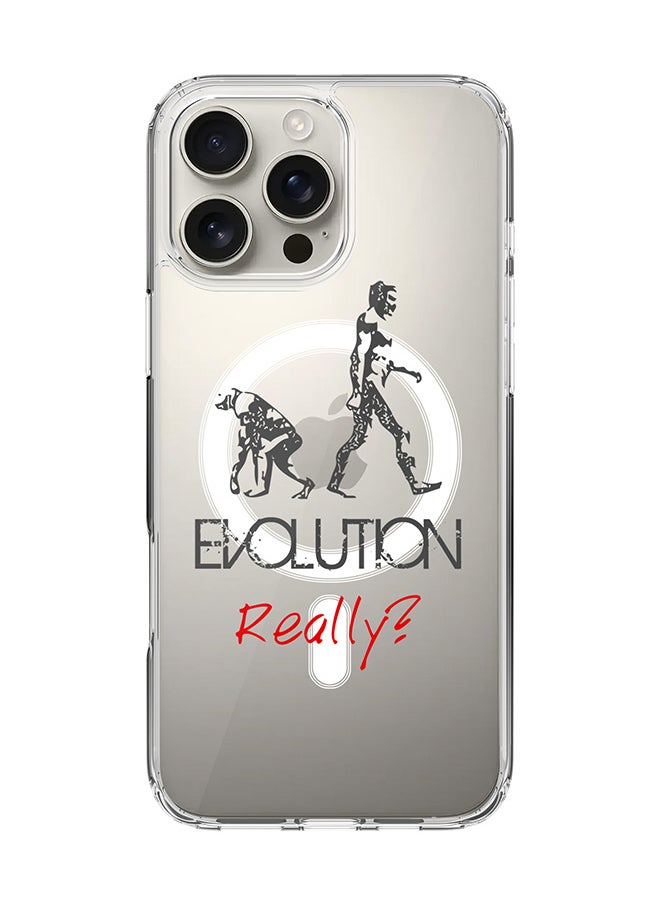 Stylizedd - For iPhone 16 Pro Max Case [Compatible with MagSafe] Slim Magnetic cover Clear Phone Case - Evolution, Really (Grey) - Image 1