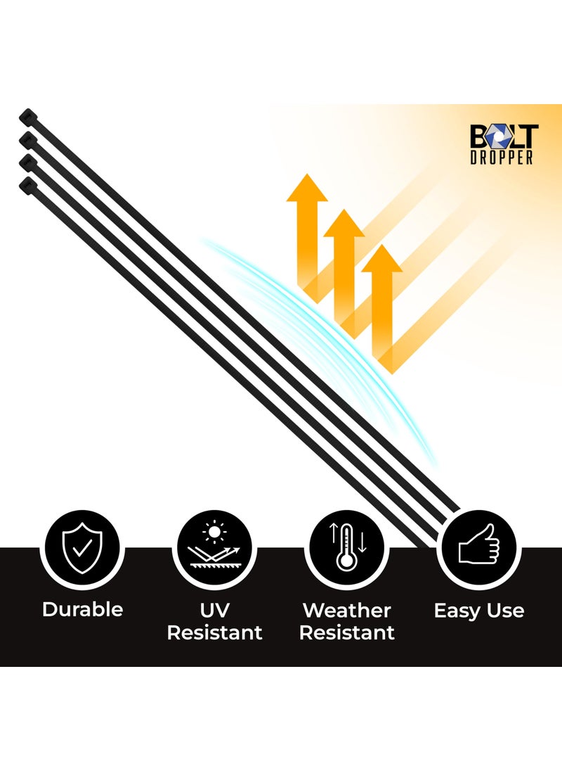 Bolt Dropper Bolt Dropper 11-Inch Black Cable Ties, 1000 Pack, 50 lbs Tensile Strength - Heavy Duty Zip Ties, Self-Locking Nylon Tie Wraps for Indoor and Outdoor Cable Management (Black)  - Image 5