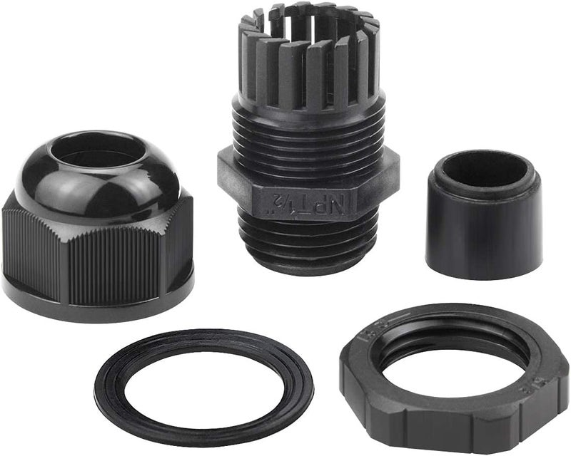 XHF 25 Pcs 1/2" IP68 Strain Relief Nylon Cord Grip NPT Cable Glands Adjustable UL Listed and RoHS Compliant (Black) - Image 4