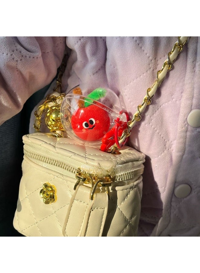 Cute Pom Pom Apple Pendant Keychain Bag Charm Accessory - Image 5