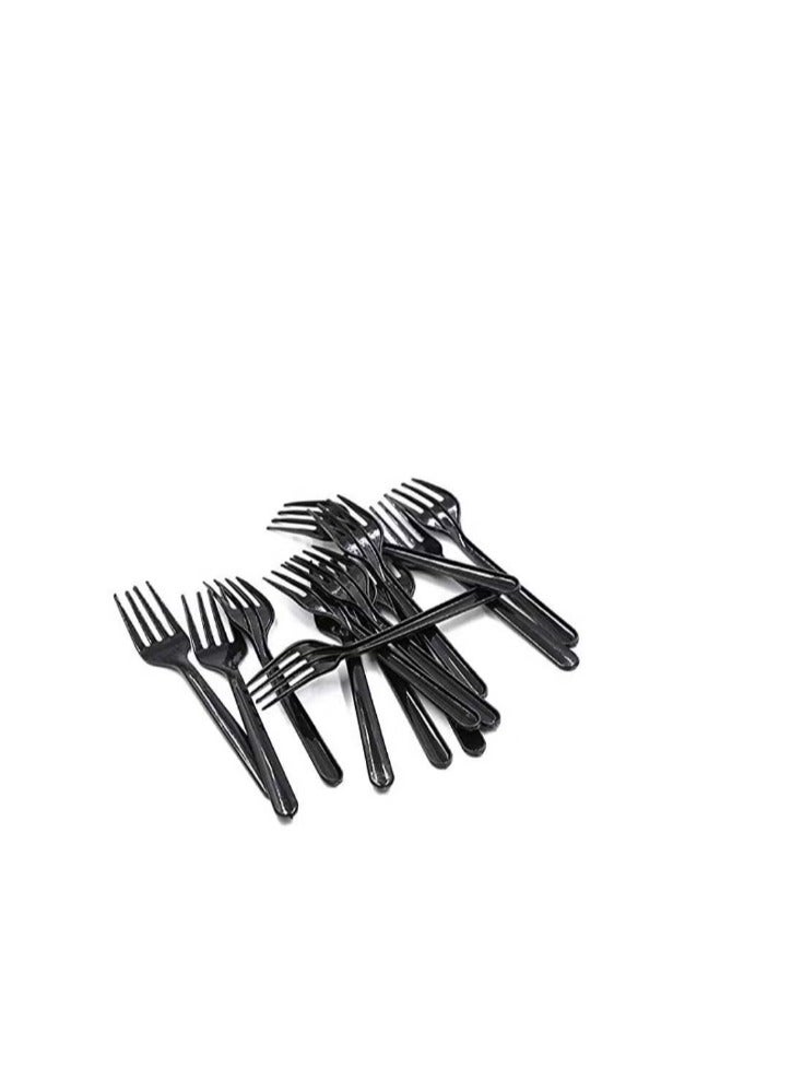 Plastic Fork Heavyweight Disposable Fork Heavy Duty Black Cutlery Plastic Utensils Perfect For Parties And Restaurants 50 Pieces - Image 1