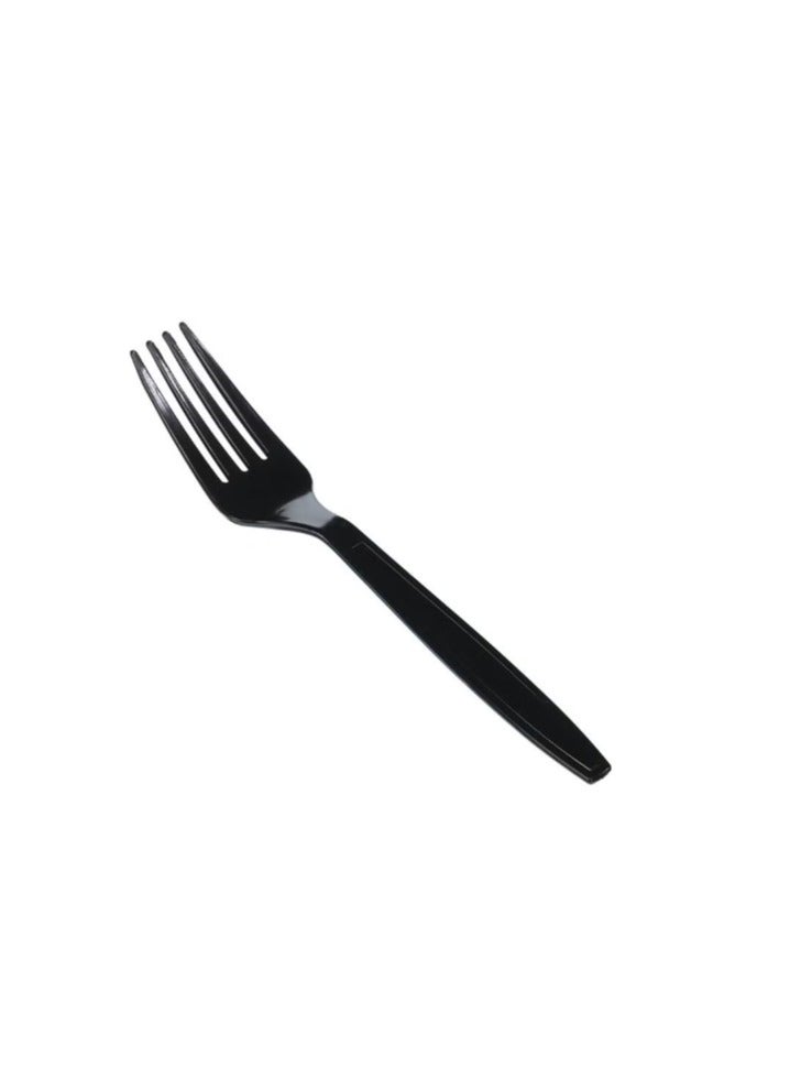 Plastic Fork Heavyweight Disposable Fork Heavy Duty Black Cutlery Plastic Utensils Perfect For Parties And Restaurants 50 Pieces - Image 3